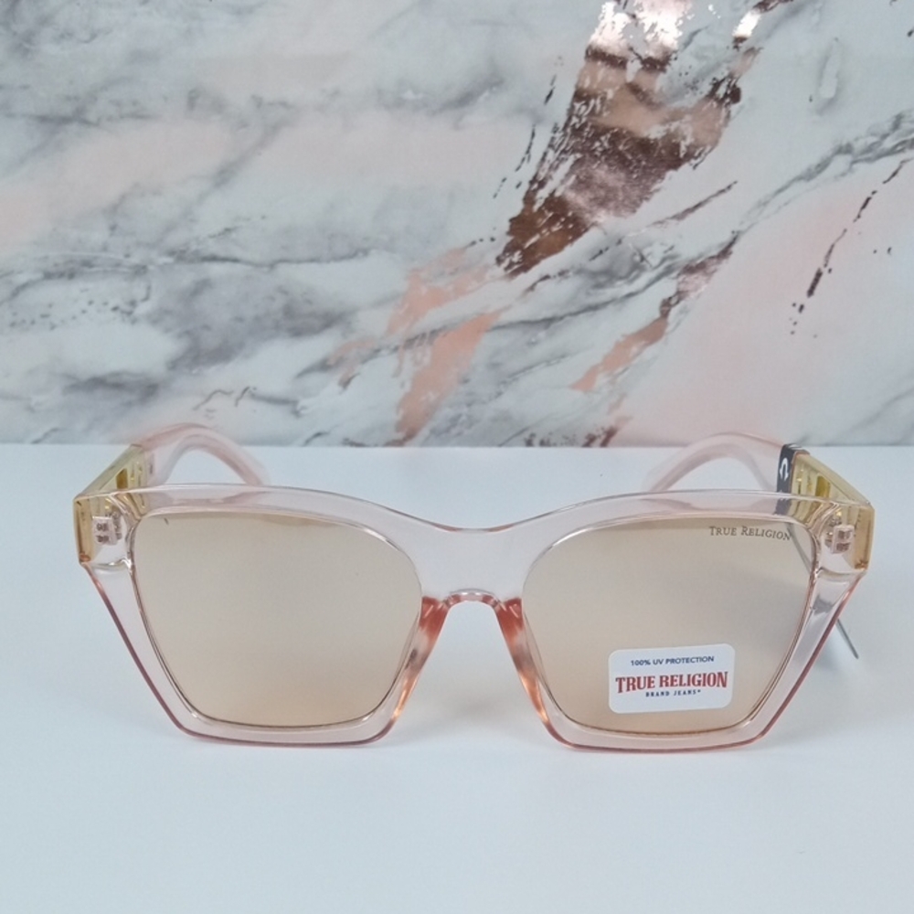 🛍️🍒 True Religion Translucent Pink Square Sunglasses